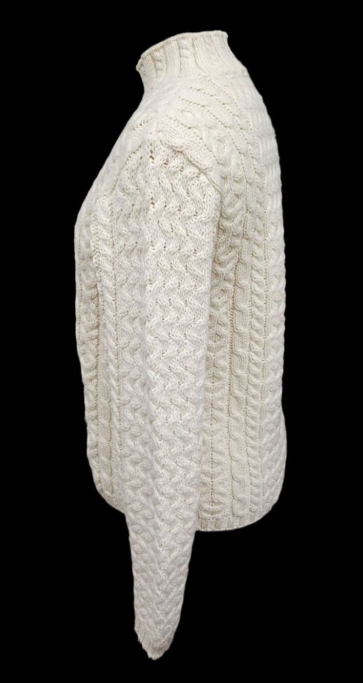 Vintage CALLAN Aran Fisherman Men's M Cable Knit Sweater Merino Wool IRELAND - Picture 3 of 5